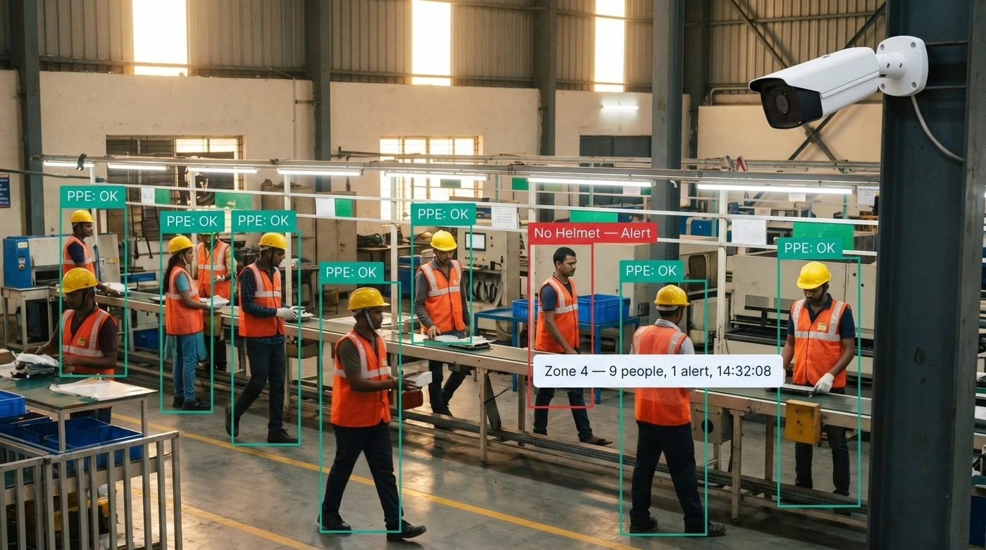 New IndoAI AI cameras with on-edge video analytics for a greenfield site